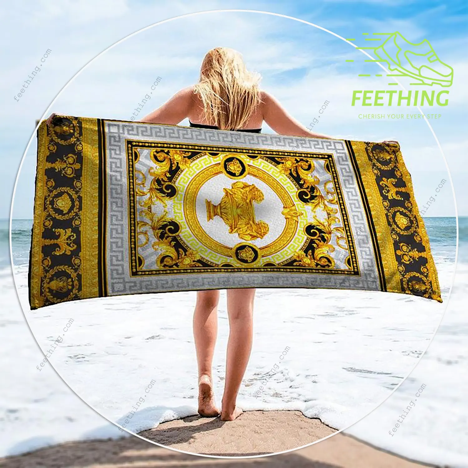 Versace soft cotton bath large beach towel for women